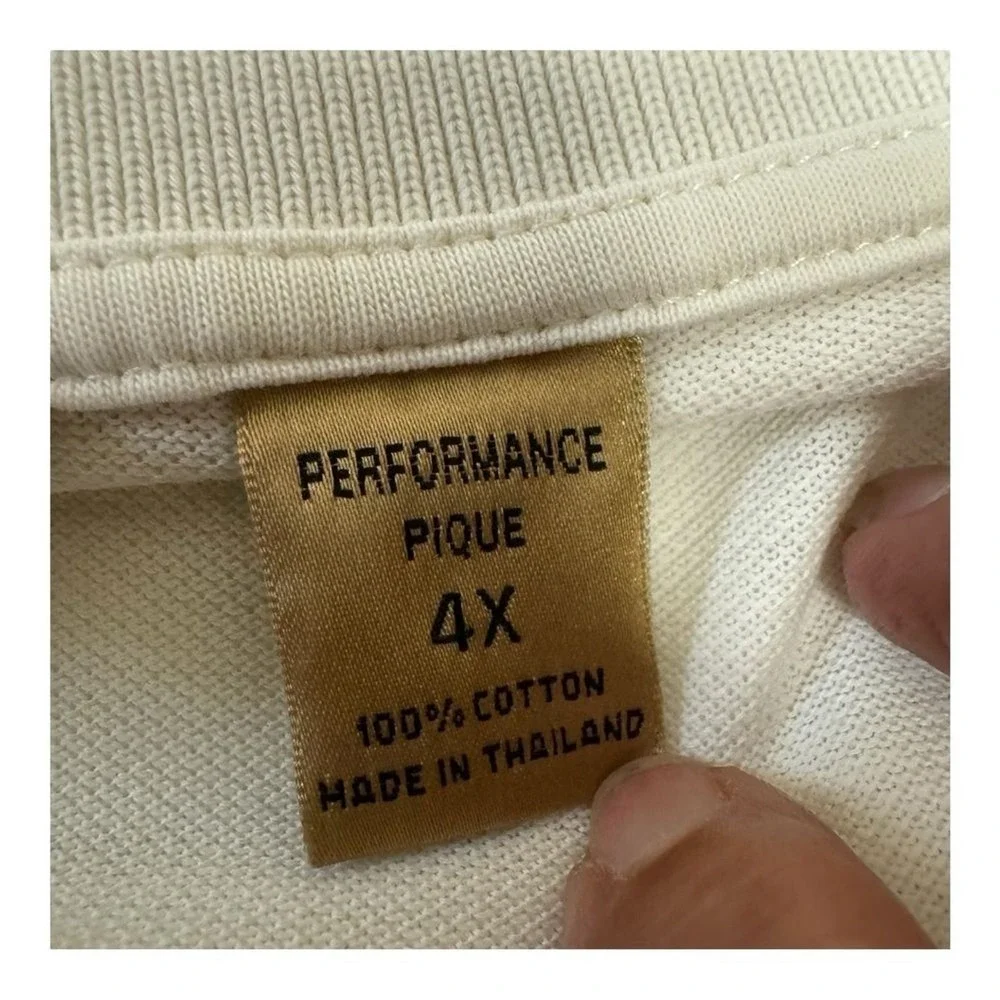 Roundtree & Yorke Gold Label Mens 4X Cream White Performance Pique Cotton Polo